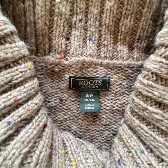 Roots shawl collar acrylic wool blend Cowichan sweater size small - Picture 11 of 15